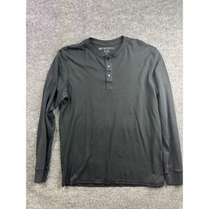 Georg Roth Henley Shirt Mens XXL Black Long Sleeve 100% Pima Cotton 62213